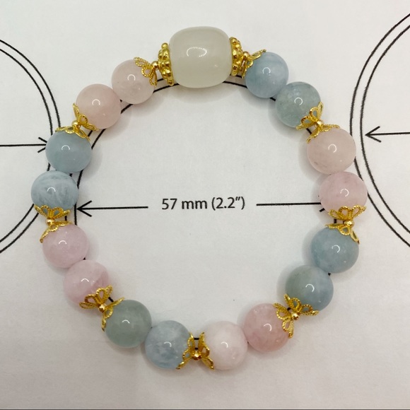 Nature Morganite Crystal & Jade Bracelet - Picture 5 of 5
